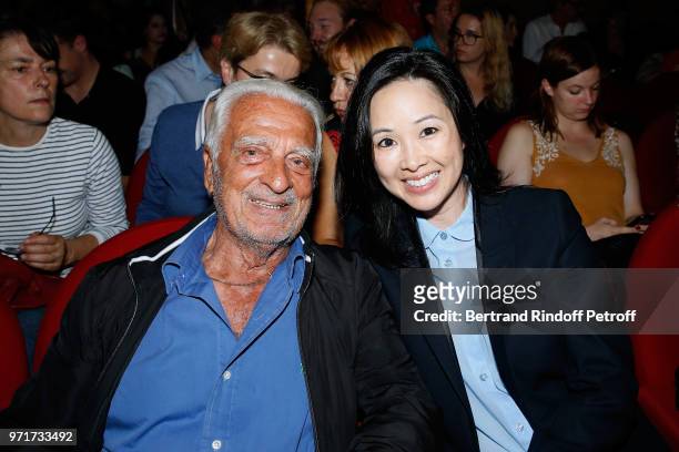 Paul Belmondo and Linh-Dan Pham attend "L'Entree des Artistes" : Theater School by Olivier Belmondo at Theatre Des Mathurins on June 11, 2018 in...