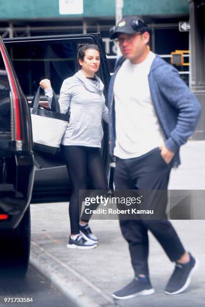 Lea Michele and Zandy Reich seen out and about in Manhattan on June 11, 2018 in New York City.