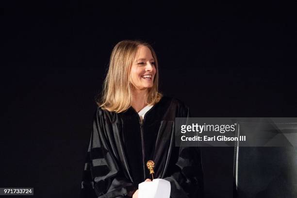 Actor Jodie Foster is honored at AFI's Conservatory Commencement Ceremony at TCL Chinese Theatre on June 11, 2018 in Hollywood, California.