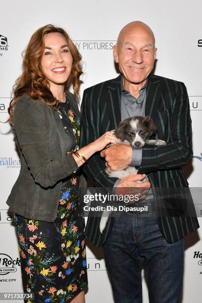 Sunny Ozell and Sir Patrick Stewart attend the "Boundaries" New York screening at The Roxy Cinema on June 11, 2018 in New York City.