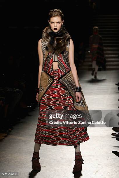 Model walks the runway during the Missoni Milan Fashion Week Autumn/Winter 2010 show on February 28, 2010 in Milan, Italy.