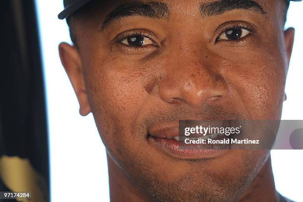 Melvin Mora of the Colorado Rockies poses for a photo during Spring Training Media Photo Day at Hi Corbett Field on February 28, 2010 in Tucson,...