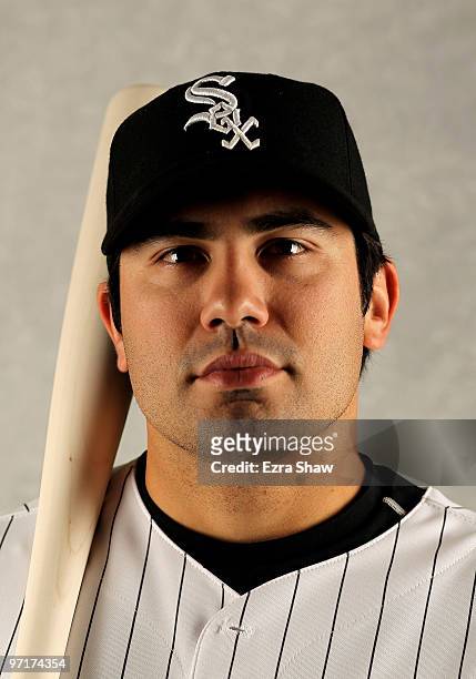 Carlos Quentin of the Chicago White Sox poses during photo media day at the White Sox spring training complex on February 28, 2010 in Glendale,...