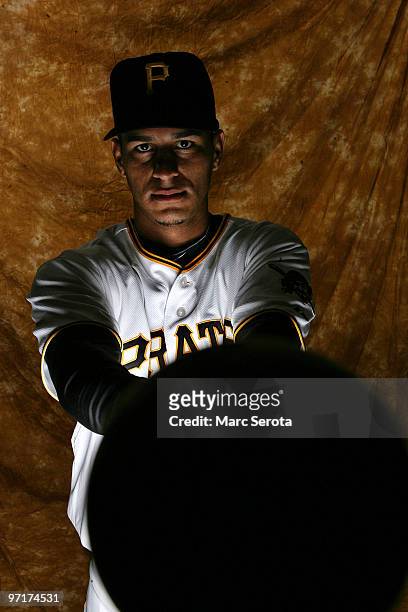 Ronny Cedeno of the Pittsburgh Pirates poses for photos during media day on February 28, 2010 in Bradenton, Florida.