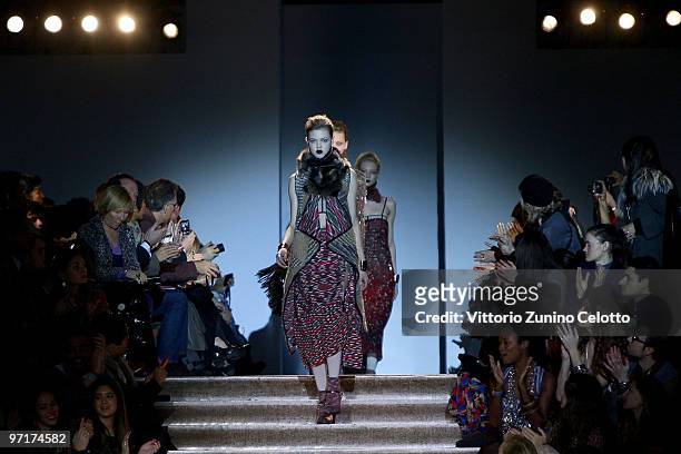 Model walks the runway during the Missoni Milan Fashion Week Autumn/Winter 2010 show on February 28, 2010 in Milan, Italy.