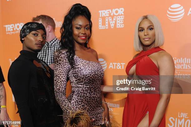 Alex Mugler, Lolita Balengiaga, and Tati 007 attend The Trevor Project TrevorLIVE NYC at Cipriani Wall Street on June 11, 2018 in New York City.