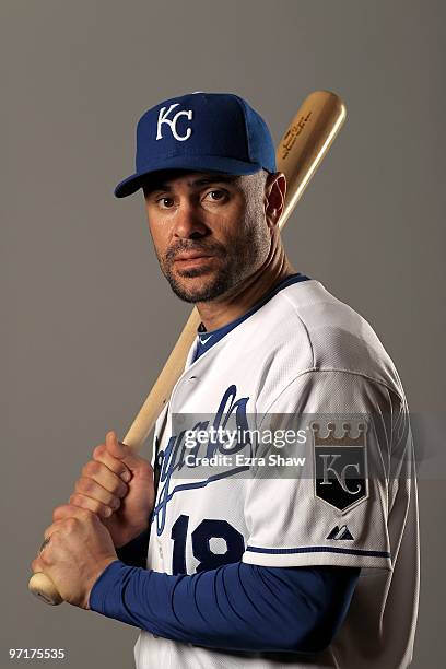 Jason Kendall of the Kansas City Royals poses during photo media day at the Royals spring training complex on February 26, 2010 in Surprise, Arizona.