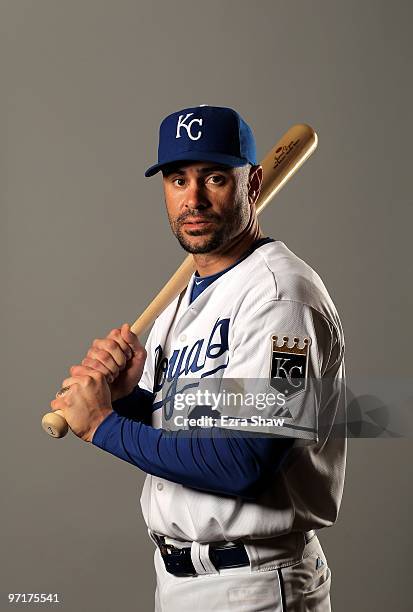 Jason Kendall of the Kansas City Royals poses during photo media day at the Royals spring training complex on February 26, 2010 in Surprise, Arizona.