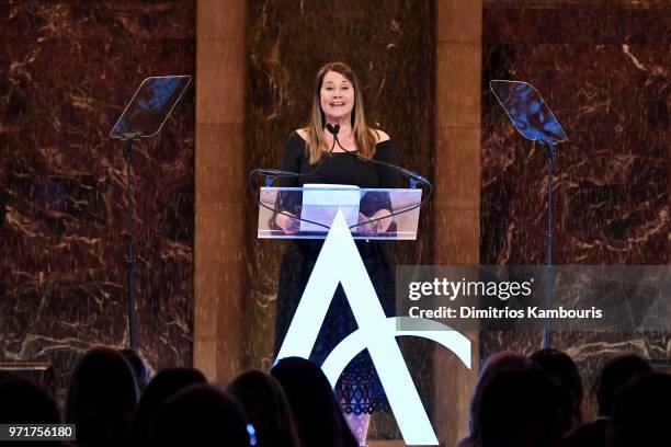 Lorraine Bracco speaks onstage at the 22nd Annual Accessories Council ACE Awards at Cipriani 42nd Street on June 11, 2018 in New York City.