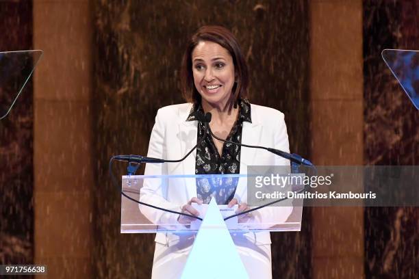 Anne Fulenwider speaks onstage at the 22nd Annual Accessories Council ACE Awards at Cipriani 42nd Street on June 11, 2018 in New York City.
