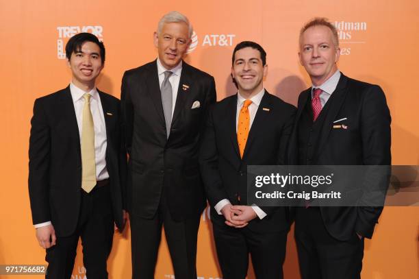 Adrian Kwok, Dominic Barton, Amit Paley, and Brian Rolfes attends The Trevor Project TrevorLIVE NYC at Cipriani Wall Street on June 11, 2018 in New...