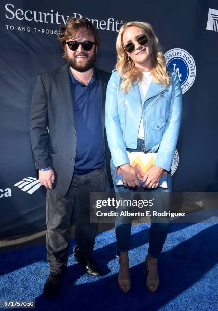 Haley Joel Osment and Emily Osment attend the Fourth Annual Los Angeles Dodgers Foundation Blue Diamond Gala at Dodger Stadium on June 11, 2018 in...