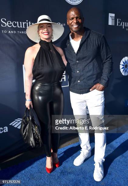 Rebecca King-Crews and Terry Crews attends the Fourth Annual Los Angeles Dodgers Foundation Blue Diamond Gala at Dodger Stadium on June 11, 2018 in...