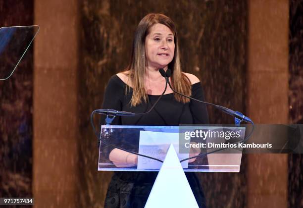 Lorraine Bracco speaks onstage at the 22nd Annual Accessories Council ACE Awards at Cipriani 42nd Street on June 11, 2018 in New York City.