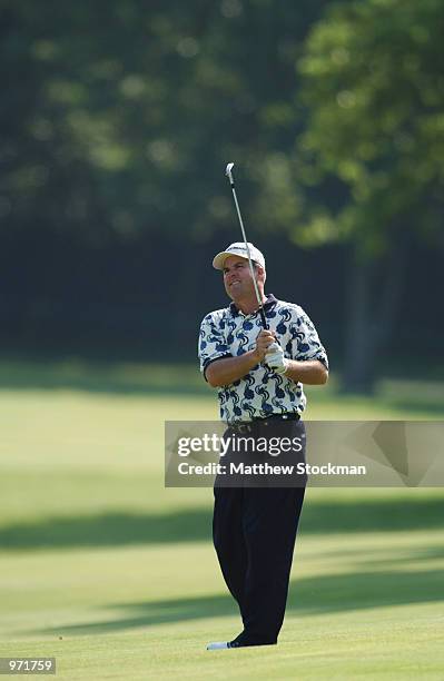 Kenny Perry hits out of the seventh fairway during the first round July 4, 2002 of the Advil Western Open at Cog Hill Golf and Country Club in...