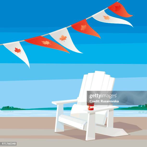 happy canada day - adirondack chair stock illustrations