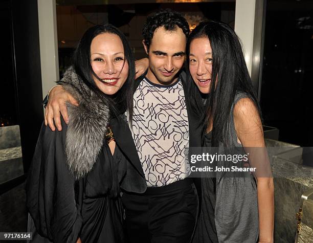 Eva Chow, Zac Posen, and Vera Wang at the launch of Z SPOKE by Zac Posen hosted by Saks Fifth Avenue at Mr Chow on February 27, 2010 in Beverly...