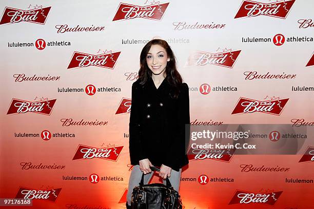 Ice dancer Meryl Davis arrives to the Club Bud lululemon athletica Party on February 27, 2010 at the Commodore Ballroom in Vancouver, Canada.