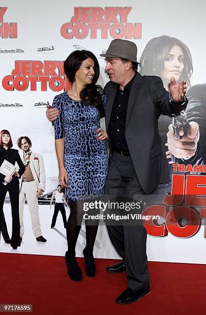 Spanish actress Monica Cruz and actor Herbert Knaup attend the German premiere of 'Jerry Cotton' on February 28, 2010 in Munich, Germany.