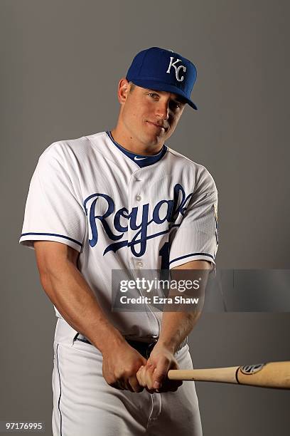 Mitch Maier of the Kansas City Royals poses during photo media day at the Royals spring training complex on February 26, 2010 in Surprise, Arizona.