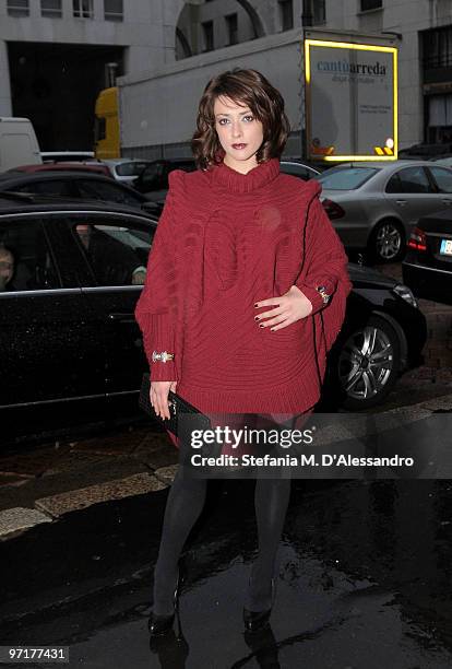 Actress Valentina Lodovini arrives at the Salvatore Ferragamo Milan Fashion Week Autumn/Winter 2010 show on February 28, 2010 in Milan, Italy.