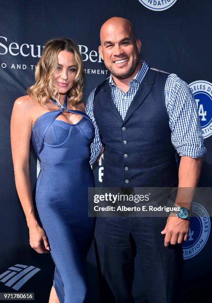 Nichole Miller and Tito Ortiz attend the Fourth Annual Los Angeles Dodgers Foundation Blue Diamond Gala at Dodger Stadium on June 11, 2018 in Los...