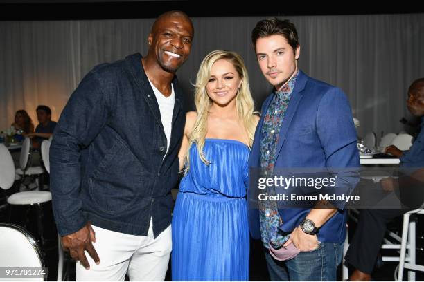 Terry Crews, Oana Gregory and Josh Henderson attend the Fourth Annual Los Angeles Dodgers Foundation Blue Diamond Gala at Dodger Stadium on June 11,...