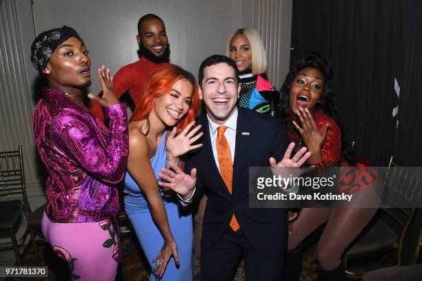 Alex Mugler; Rita Ora, Amit Paley, Lolita Balengiaga, Relish Milan, and Tati 007 attend The Trevor Project TrevorLIVE NYC at Cipriani Wall Street on...