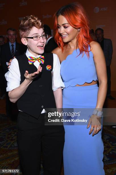 Brendon Scholl and Rita Ora pose backstage during The Trevor Project TrevorLIVE NYC at Cipriani Wall Street on June 11, 2018 in New York City.