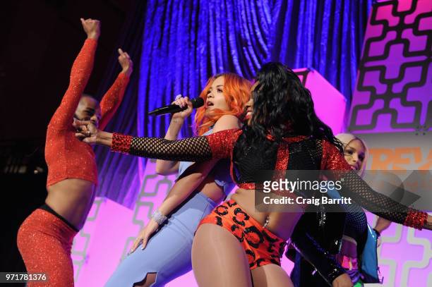 Relish Milan, Rita Ora, Lolita Balengiaga, and Tati 007 perform onstage during The Trevor Project TrevorLIVE NYC at Cipriani Wall Street on June 11,...