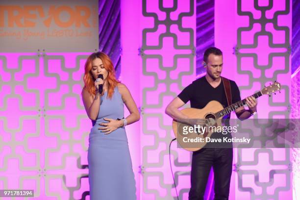 Rita Ora performs onstage during The Trevor Project TrevorLIVE NYC at Cipriani Wall Street on June 11, 2018 in New York City.