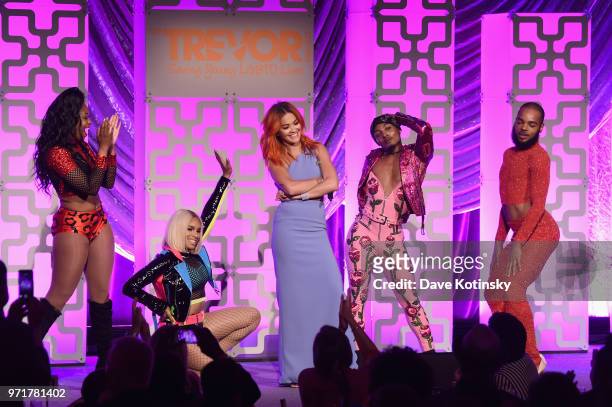 Lolita Balengiaga, Tati 007, Rita Ora, Alex Mugler, and Relish Milan perform onstage during The Trevor Project TrevorLIVE NYC at Cipriani Wall Street...