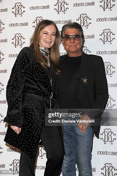 Designer Roberto Cavalli and his wife Eva attends the Roberto Cavalli party during the Milan Fashion Week Autumn/Winter 2010 on February 28, 2010 in...