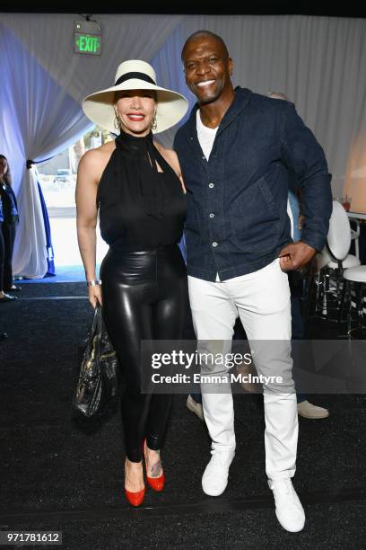 Rebecca King-Crews and Terry Crews attend the Fourth Annual Los Angeles Dodgers Foundation Blue Diamond Gala at Dodger Stadium on June 11, 2018 in...