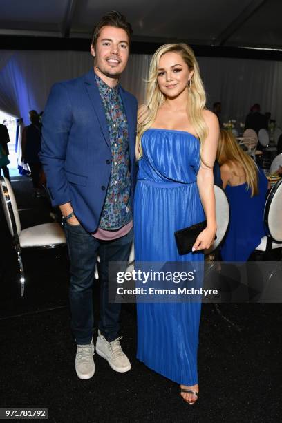 Josh Henderson and Oana Gregory attend the Fourth Annual Los Angeles Dodgers Foundation Blue Diamond Gala at Dodger Stadium on June 11, 2018 in Los...