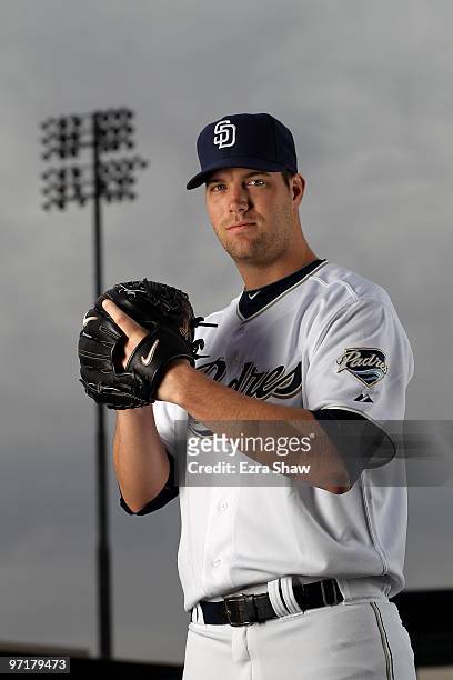 Ryan Webb of the San Diego Padres poses during photo media day at the Padres spring training complex on February 27, 2010 in Peoria, Arizona.
