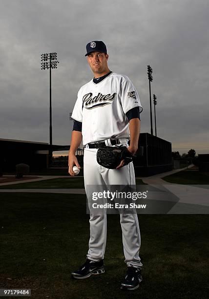 Ryan Webb of the San Diego Padres poses during photo media day at the Padres spring training complex on February 27, 2010 in Peoria, Arizona.