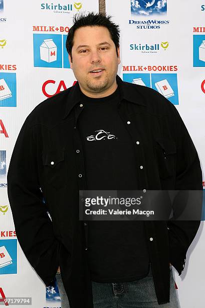 Actor Greg Grunberg arrives at Milk + Bookies 1st Annual Story Time Celebration at Skirball Cultural Center on February 28, 2010 in Los Angeles,...