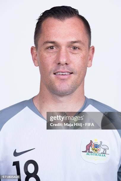 Danny Vukovic of Australia poses for a portrait during the official FIFA World Cup 2018 portrait session at Trudovyne Rezeny on June 11, 2018 in...