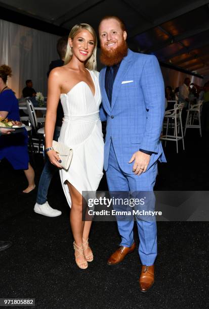 Kourtney Turner and Justin Turner attend the Fourth Annual Los Angeles Dodgers Foundation Blue Diamond Gala at Dodger Stadium on June 11, 2018 in Los...