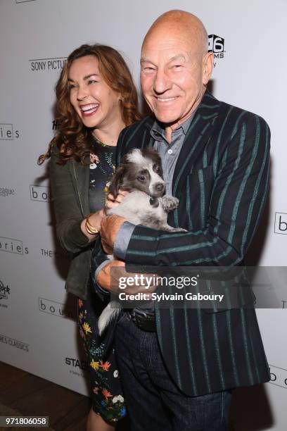 Sunny Ozell and Patrick Stewart attend The Cinema Society With Hard Rock Hotel & Casino Atlantic City And North Shore Animal League America Host A...