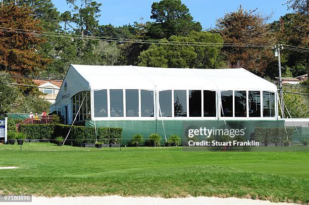 The Champions Club tent is seen during the final round of the AT&T Pebble Beach National Pro-Am at Pebble Beach Golf Links on February 14, 2010 in...