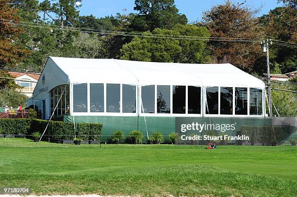 The Champions Club tent is seen during the final round of the AT&T Pebble Beach National Pro-Am at Pebble Beach Golf Links on February 14, 2010 in...