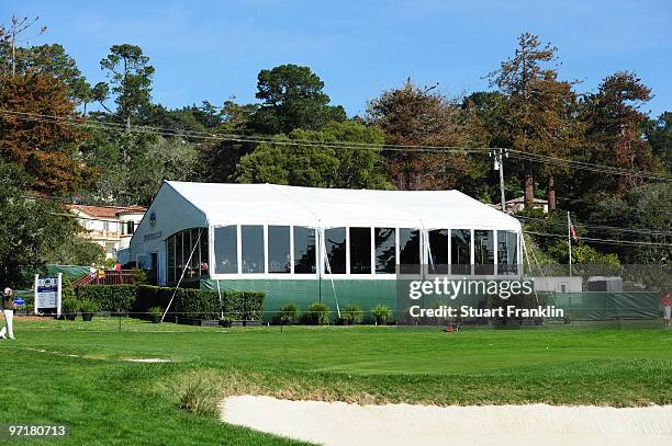 The Champions Club tent is seen during the final round of the AT&T Pebble Beach National Pro-Am at Pebble Beach Golf Links on February 14, 2010 in...