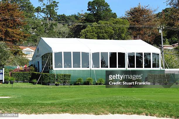 The Champions Club tent is seen during the final round of the AT&T Pebble Beach National Pro-Am at Pebble Beach Golf Links on February 14, 2010 in...