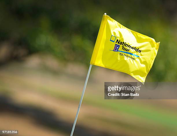 Pin flag waves in the wind during the final round of the Panama Claro Championship at Club de Golf de Panama on February 28, 2010 in Panama City,...