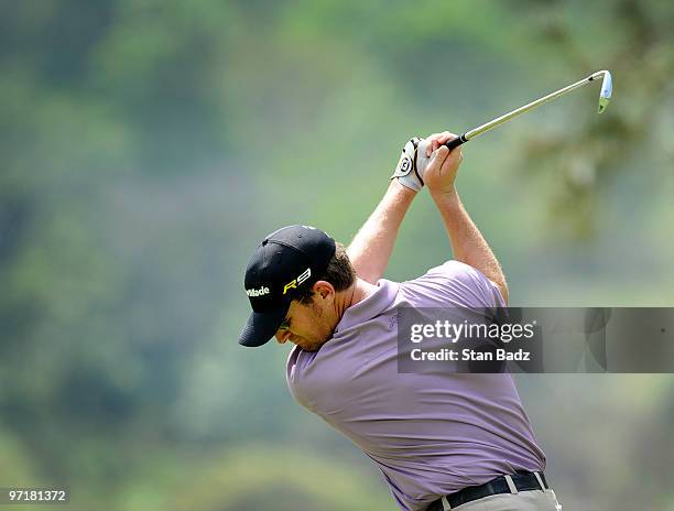 David Mathis hits from the sixth tee box during the final round of the Panama Claro Championship at Club de Golf de Panama on February 28, 2010 in...