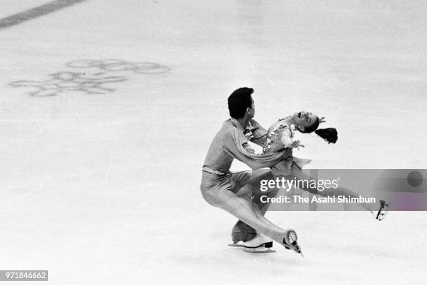 Ekaterina Gordeeva and Sergei Grinkov of the Soviet Union compete in the Figure Skating Pair Free Program during the Calgary Winter Olympics at...
