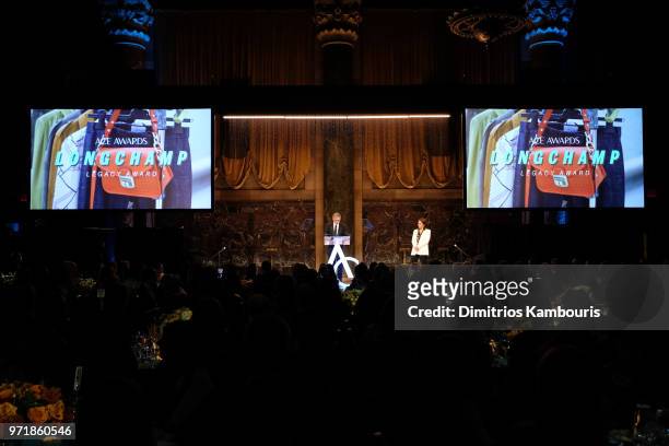 Jean Cassegrain accepts the Legacy Award on behalf of Longchamp onstage at the 22nd Annual Accessories Council ACE Awards at Cipriani 42nd Street on...