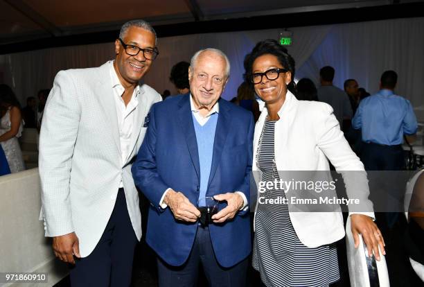 Kenneth Simril, Tommy Lasorda, Renata Simril attend the Fourth Annual Los Angeles Dodgers Foundation Blue Diamond Gala at Dodger Stadium on June 11,...